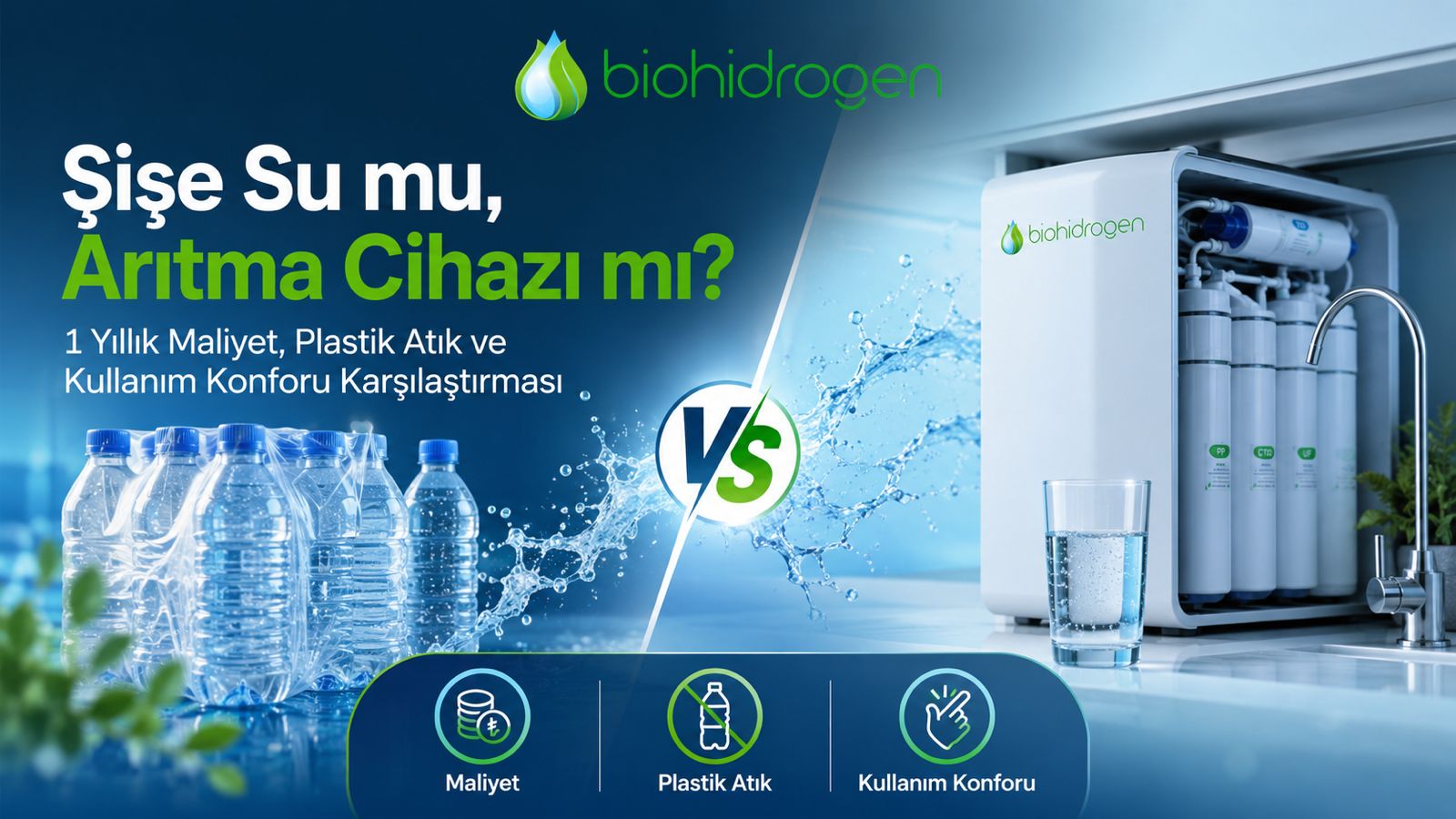 Şişe Su mu, Arıtma Cihazı mı? 1 Yıllık Maliyet, Plastik Atık ve Kullanım Konforu Karşılaştırması